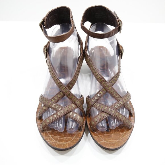 Sam Edelman Delia Brown Leather Studded Lightweight Gladiator Sandals - 7.5 - Picture 6 of 7